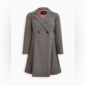 Torrid Houndstooth Wool Fit and Flare Coat